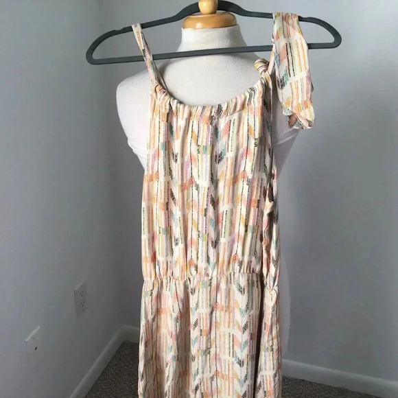 Parker Georgette silk halter maxi dress chevron Size S - Picture 5 of 12